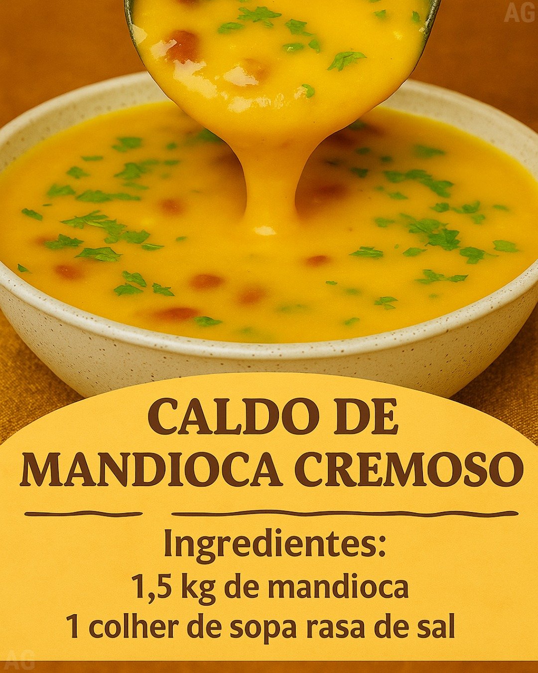 Caldo de Mandioca com linguiça cremoso