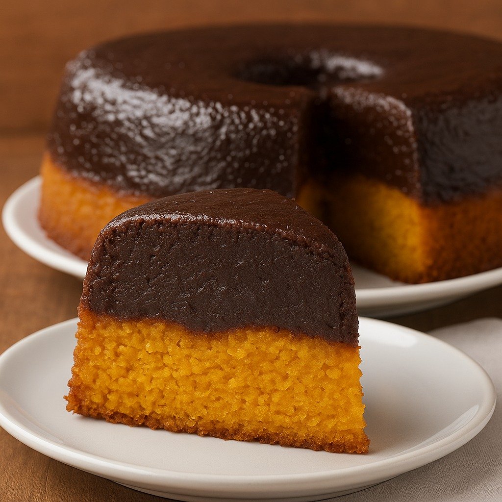 Bolo de Cenoura Invertido com Brigadeiro