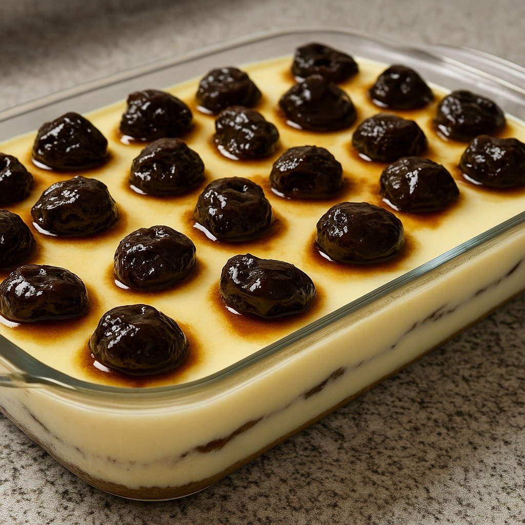 Manjar Branco com Calda de Ameixa