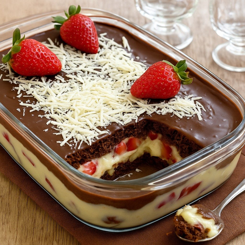 Pavê de Morango com Chocolate