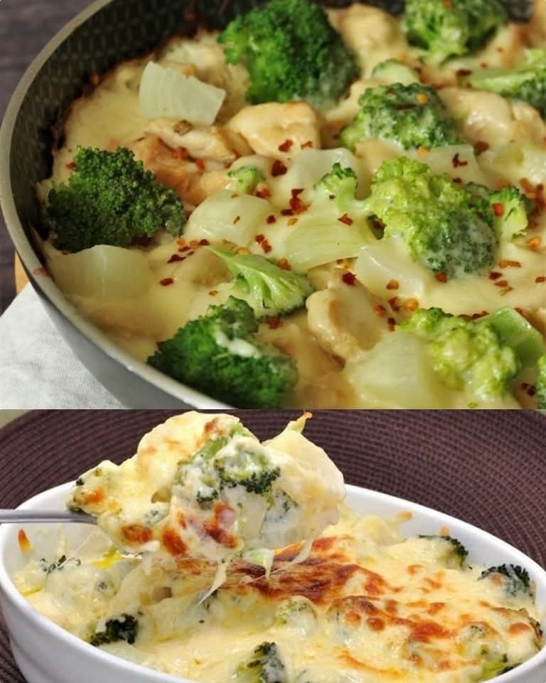 Batata com brócolis ao forno