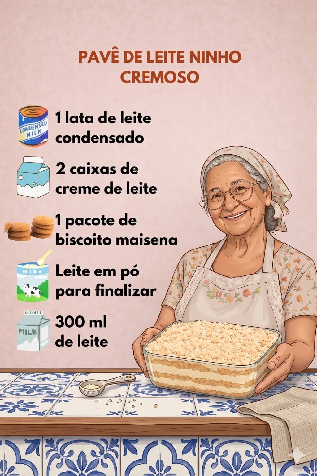 PAVÊ CREMOSO DE LEITE EM PÓ
