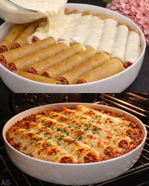 Canelone de Carne com Molho